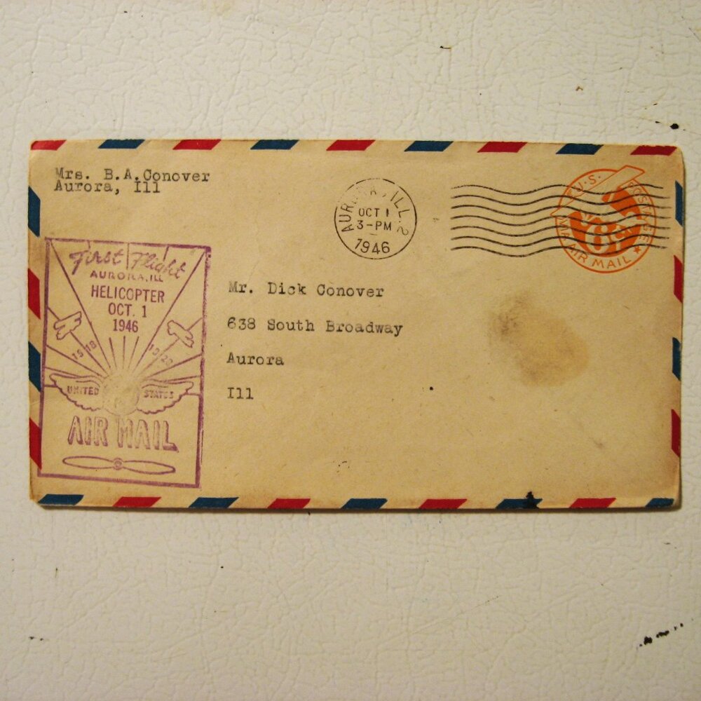 Air mail envelope with 6 cent stamped air mail stamp dated 10-1-1946